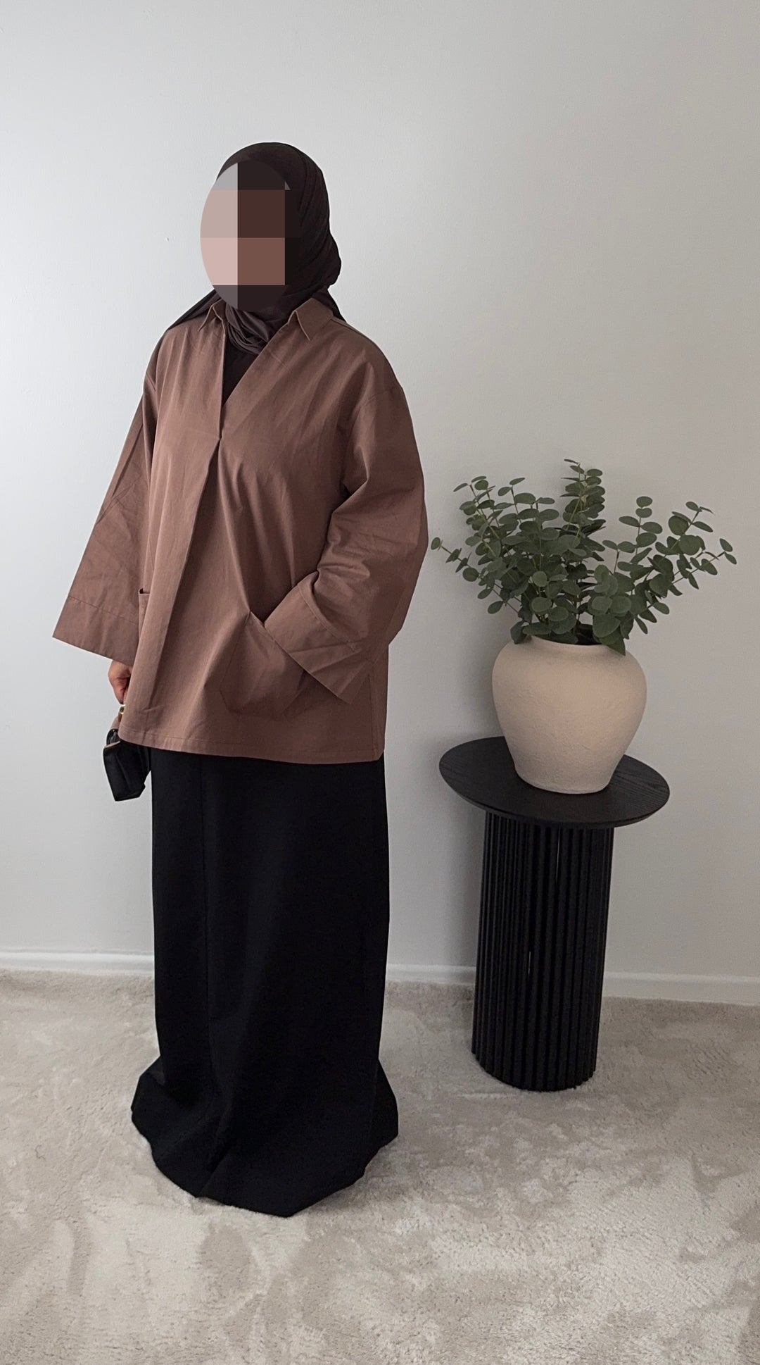100% Cotton Straight Maxi Skirt with Front Pockets