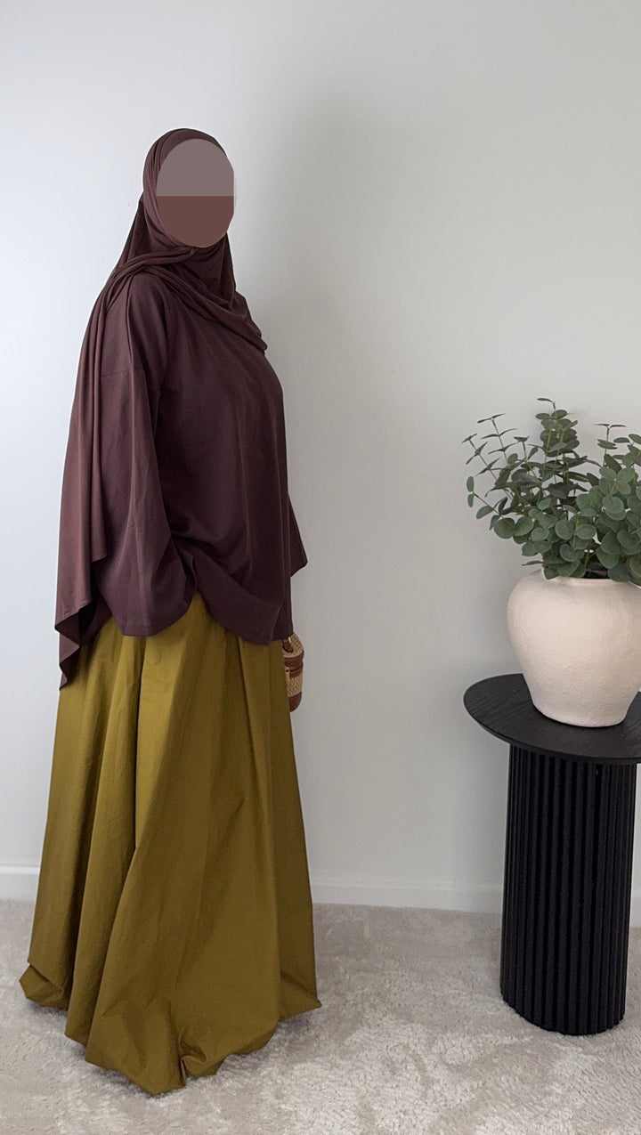Olive Green Balloon Skirt | 100% Cotton | Fully Lined