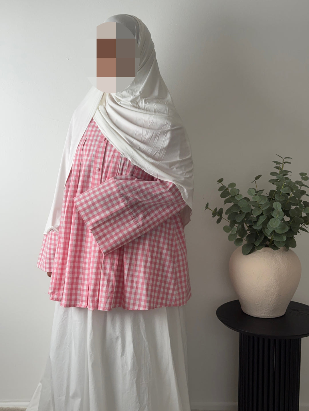 Pink Gingham Oversized Cotton Shirt