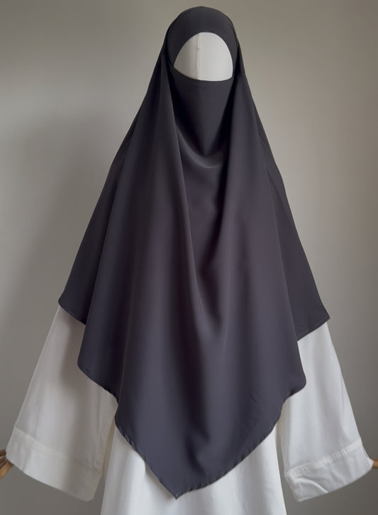 Dark grey Medina Silk Khimar
