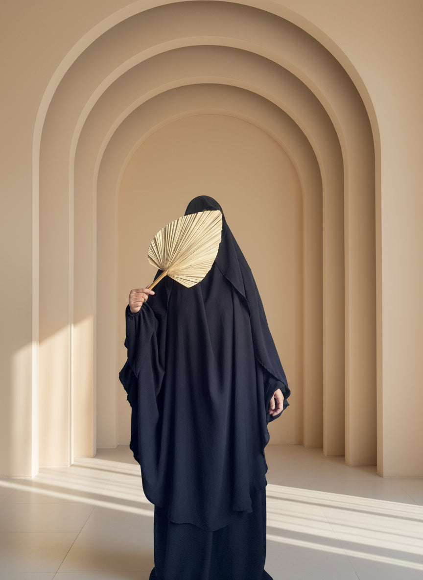 Maxi Black Khimar Cap - Indonesian Khimar Hijab - Modest Black Khimar