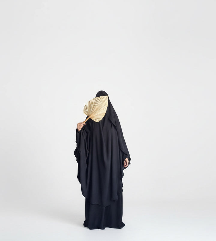 Maxi Black Khimar Cap - Indonesian Khimar Hijab - Modest Black Khimar