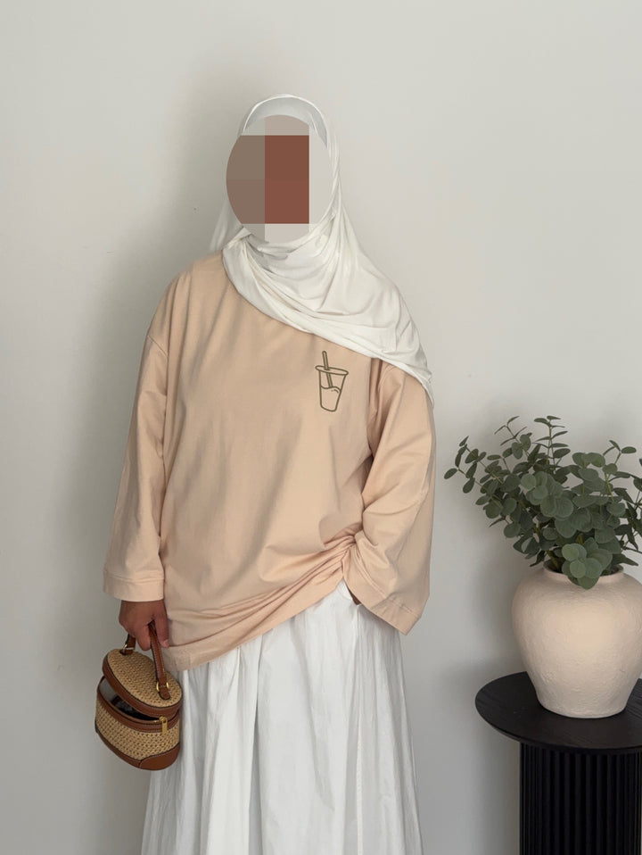 « Le Matcha » Oversized Long Sleeve T-Shirt | Modest Fashion