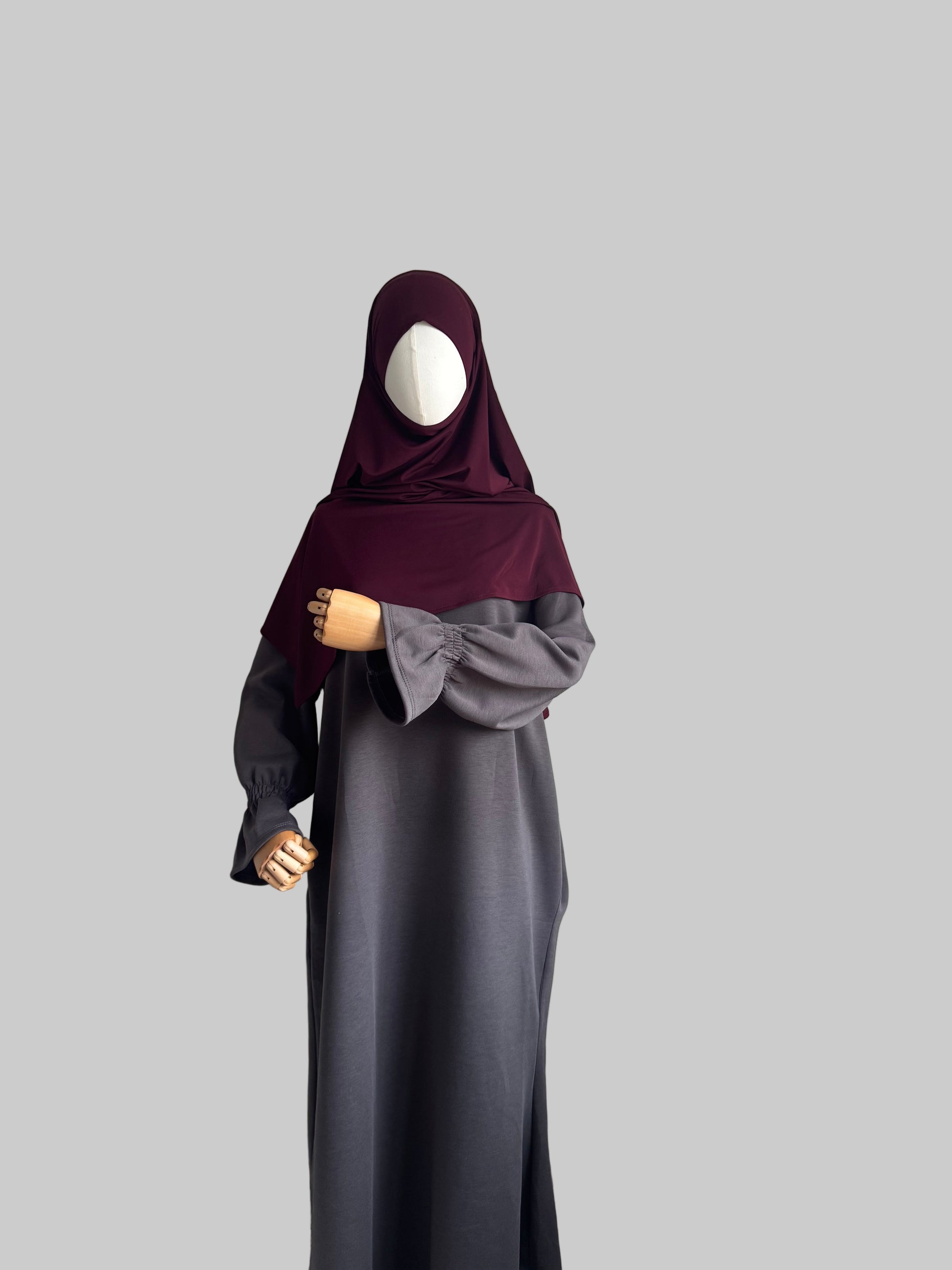 Grey Winter Abaya – Thick Fabric Abaya – Modest Winter Dress