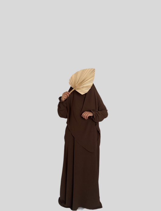 Dark brown Abaya & Khimar Set Mariya