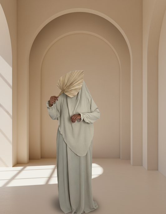 Cream Abaya & Khimar Set - Mariya Abaya Khimar