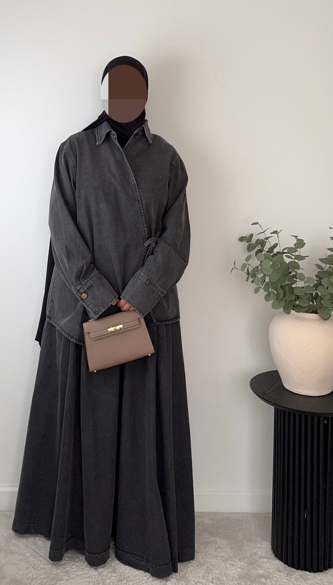 100% Cotton Denim MaxiSkirt – Modest &amp; Oversized Fit -2 pockets