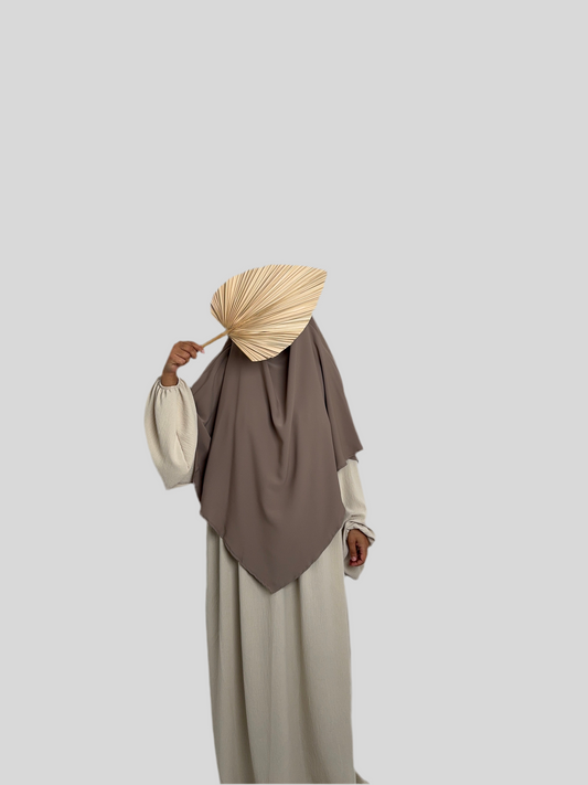 Light Taupe Medina Silk Khimar