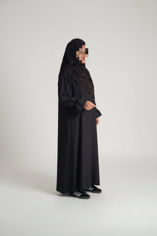 Maryam Medina Silk Abaya – Elegant Modest Maxi Dress with Tulip Sleeves