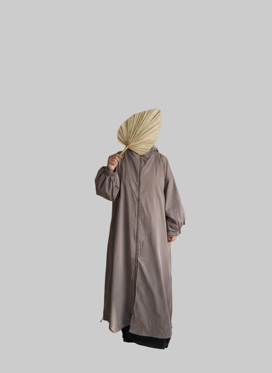 Taupe Raincoat Abaya  waterproof