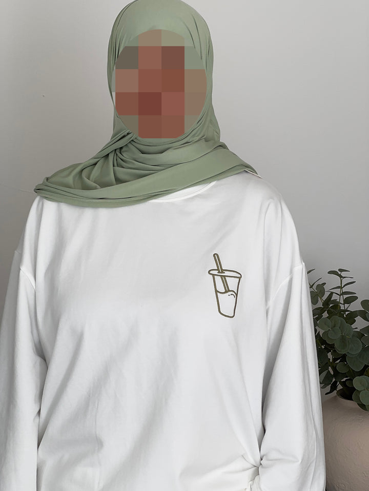 « Le Matcha » Oversized Long Sleeve T-Shirt | Modest Fashion