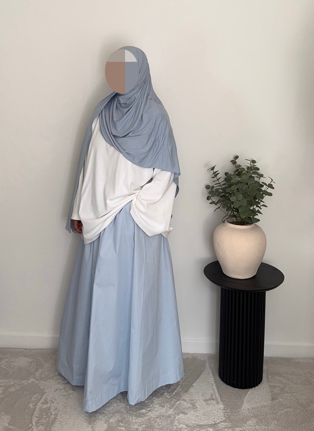 Oversized Modest Maxi Skirt in Premium Cotton Poplin | Elastic Waist &amp; Pockets