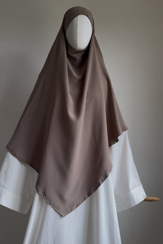 Light Taupe Medina Silk Khimar