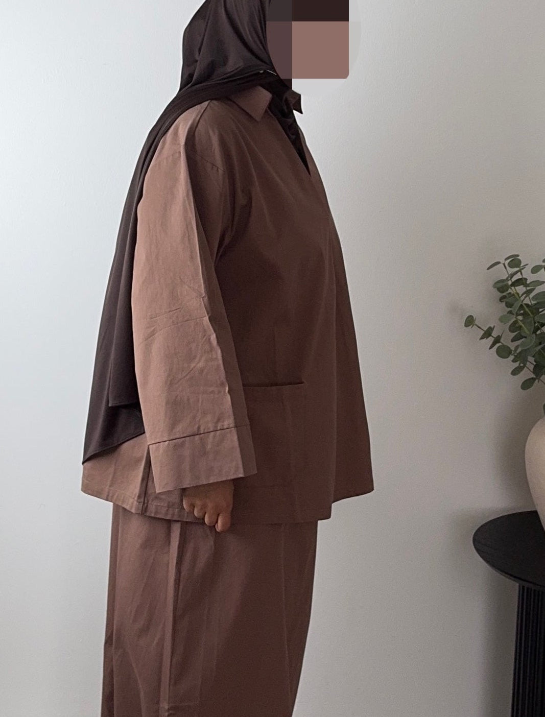 100% Cotton Straight Maxi Skirt with Front Pockets