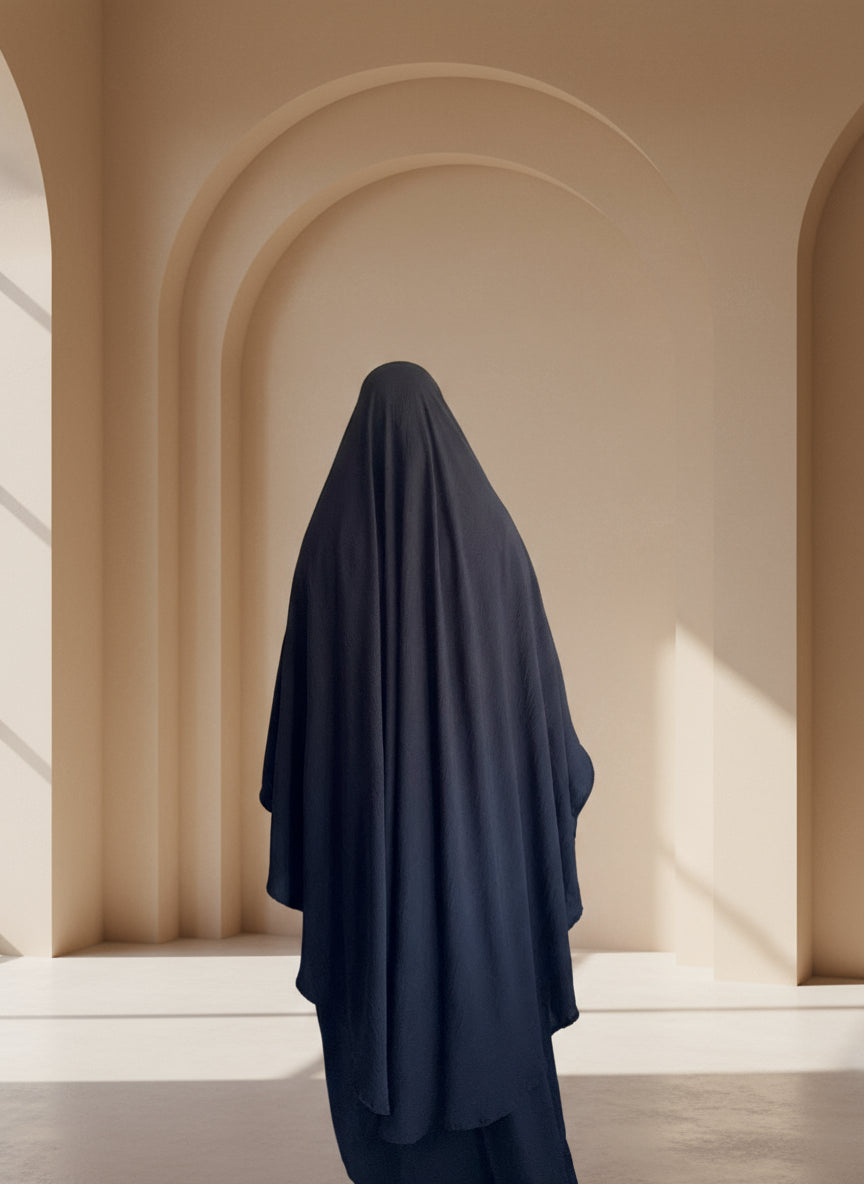 Maxi Black Khimar Cap - Indonesian Khimar Hijab - Modest Black Khimar