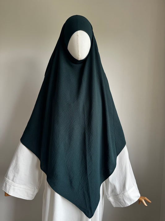 Dark green Crepe Khimar
