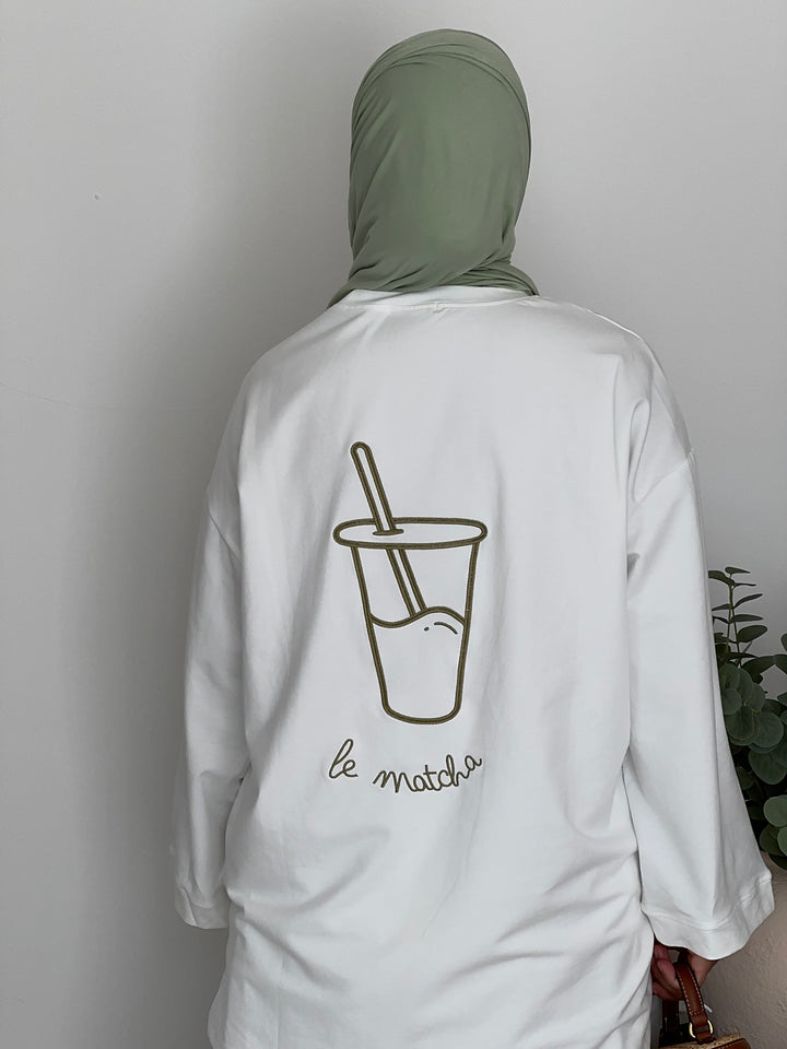« Le Matcha » Oversized Long Sleeve T-Shirt | Modest Fashion