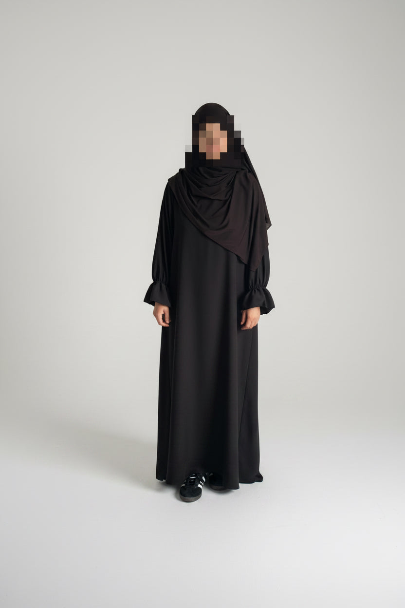 Maryam Medina Silk Abaya – Elegant Modest Maxi Dress with Tulip Sleeves