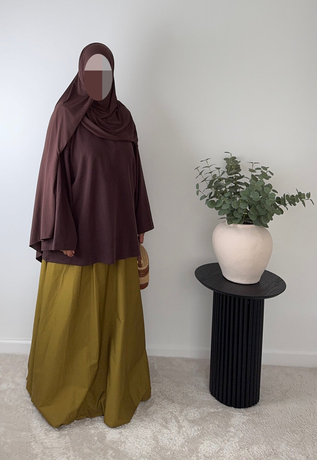 Olive Green Balloon Skirt | 100% Cotton | Fully Lined