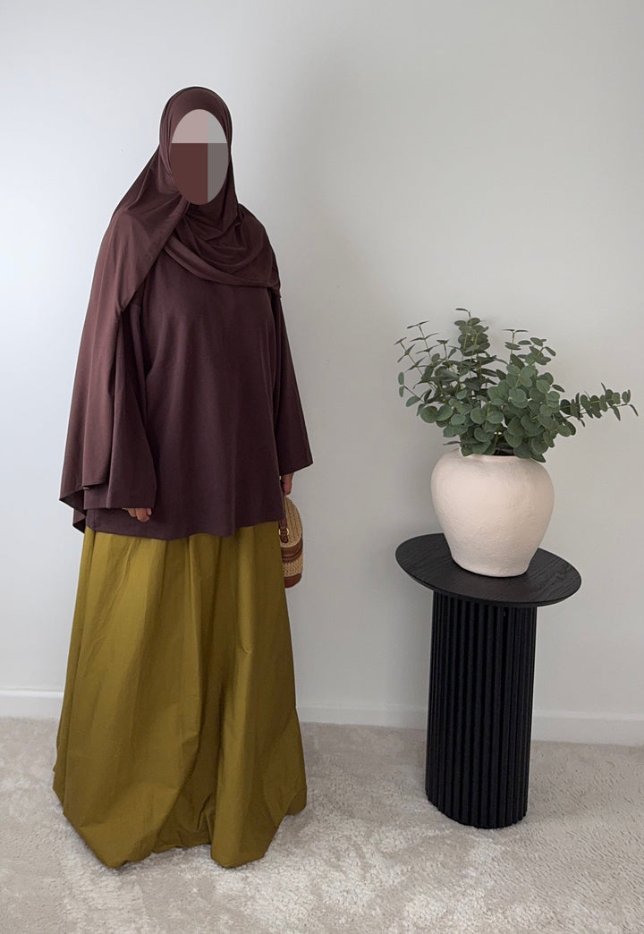 Olive Green Balloon Skirt | 100% Cotton | Fully Lined
