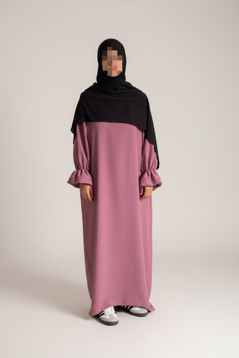 Maryam Medina Silk Abaya – Elegant Modest Maxi Dress with Tulip Sleeves