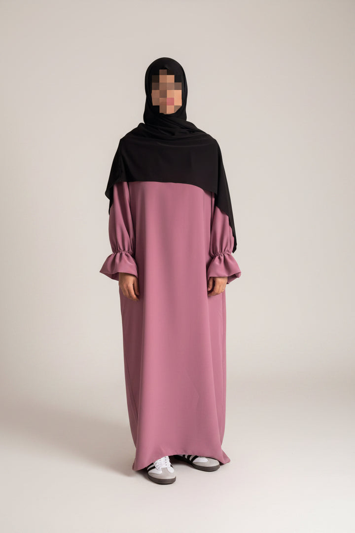 Maryam Medina Silk Abaya – Elegant Modest Maxi Dress with Tulip Sleeves