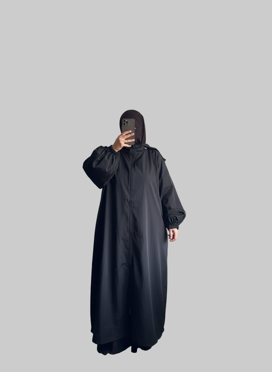 Black Raincoat Abaya waterproof