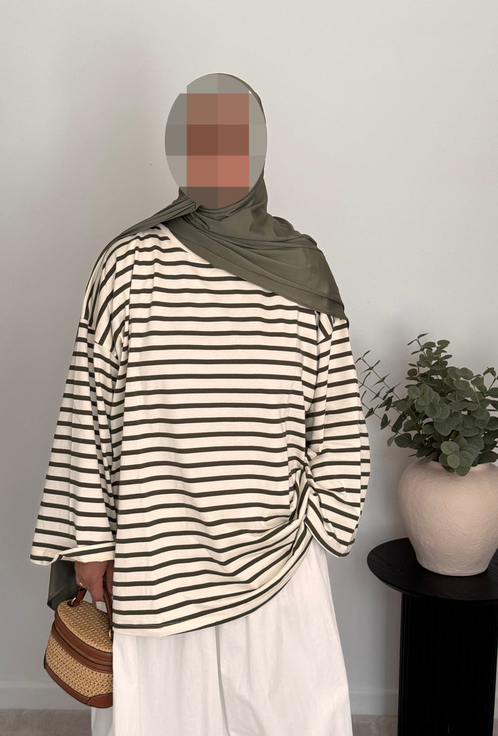 Premium 100% Cotton Oversized Breton Stripe T-Shirt