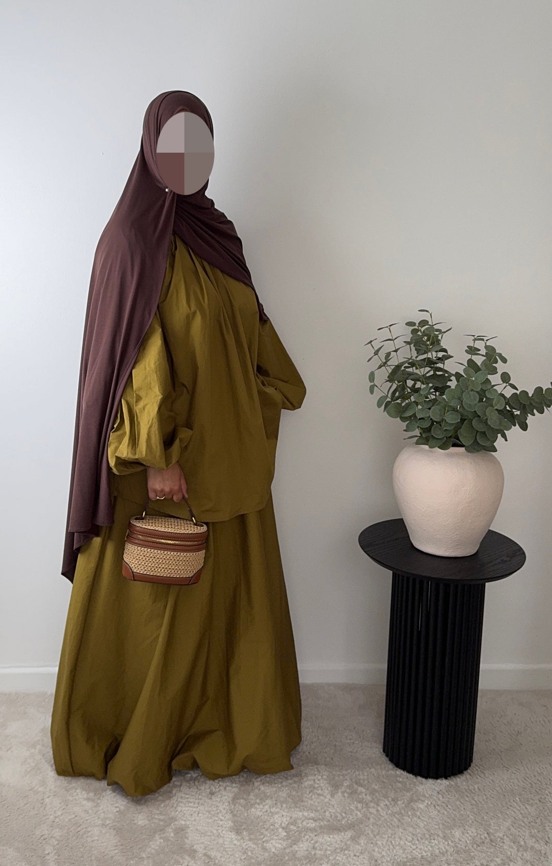 Olive Green Balloon Sleeve Oversized Blouse | 100% Cotton