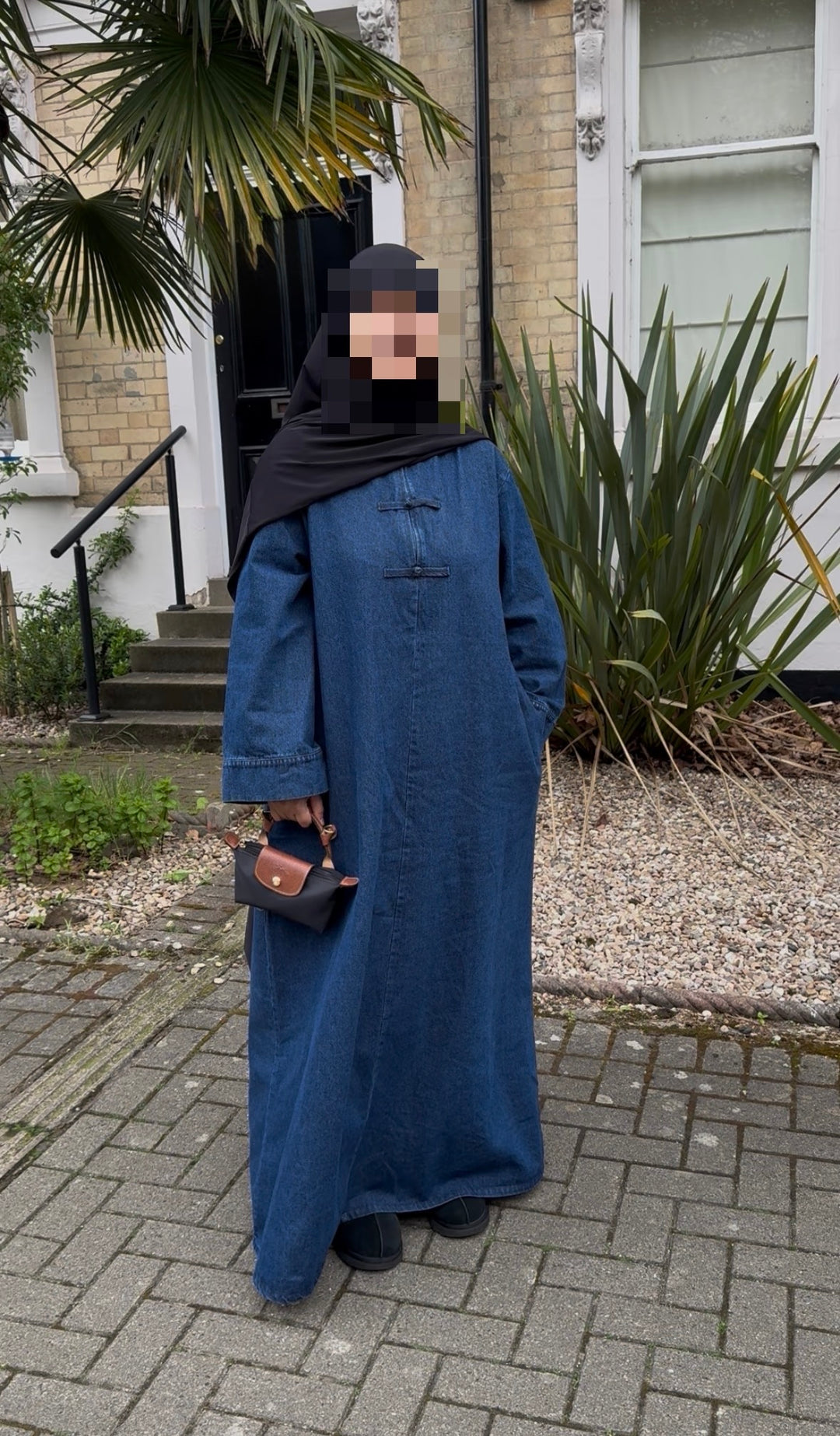 Yuna Oversized Denim Abaya – 100% Cotton Modest Maxi Dress, Loose Fit